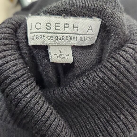 Joseph A Turtleneck Sweater Large Black Pullover Long Sleeve Rayon/Nylon Knit - Picture 9 of 10